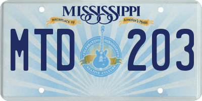 MS license plate MTD203
