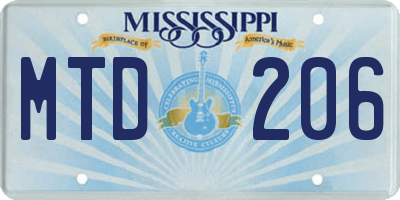MS license plate MTD206
