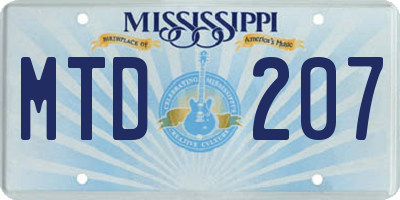 MS license plate MTD207