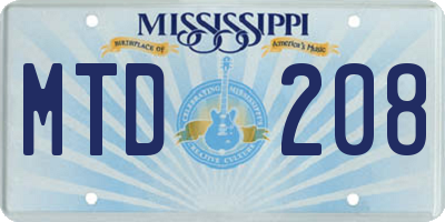 MS license plate MTD208