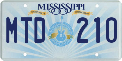 MS license plate MTD210