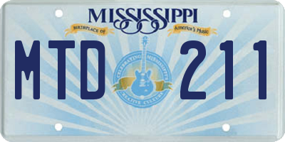MS license plate MTD211
