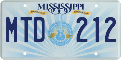 MS license plate MTD212
