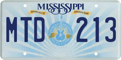 MS license plate MTD213