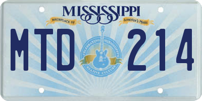 MS license plate MTD214