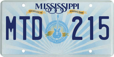MS license plate MTD215