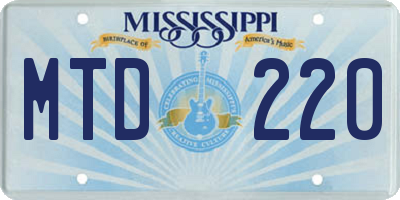 MS license plate MTD220
