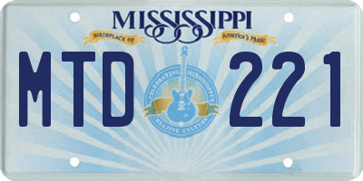 MS license plate MTD221