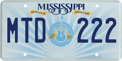 MS license plate MTD222