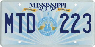 MS license plate MTD223