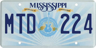 MS license plate MTD224