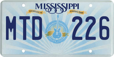 MS license plate MTD226