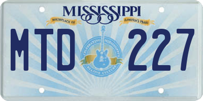 MS license plate MTD227