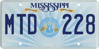 MS license plate MTD228