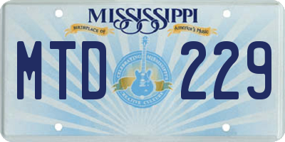 MS license plate MTD229