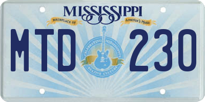MS license plate MTD230