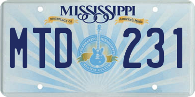 MS license plate MTD231