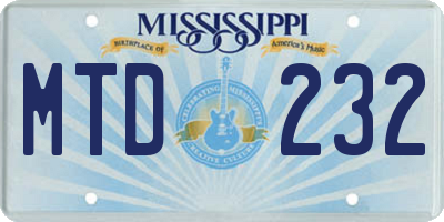 MS license plate MTD232
