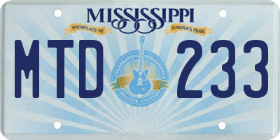 MS license plate MTD233