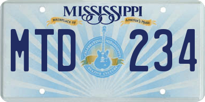 MS license plate MTD234
