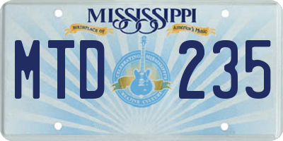 MS license plate MTD235