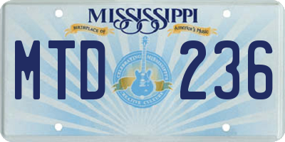 MS license plate MTD236
