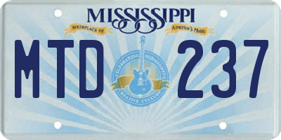 MS license plate MTD237