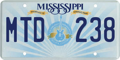 MS license plate MTD238