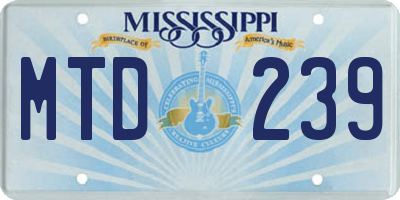 MS license plate MTD239