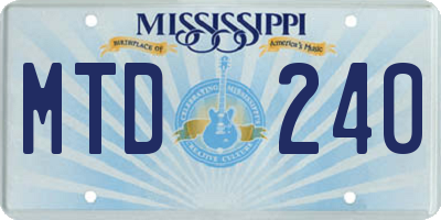 MS license plate MTD240