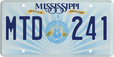 MS license plate MTD241
