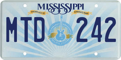 MS license plate MTD242