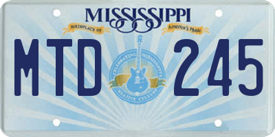 MS license plate MTD245