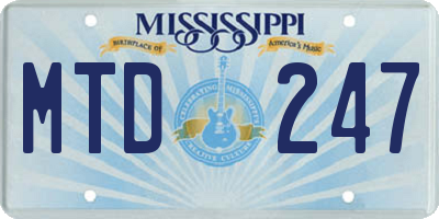MS license plate MTD247