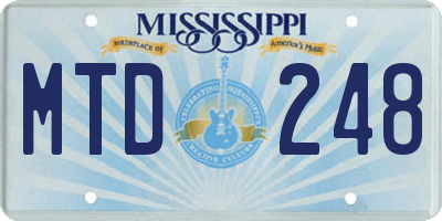 MS license plate MTD248