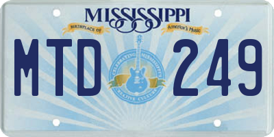MS license plate MTD249
