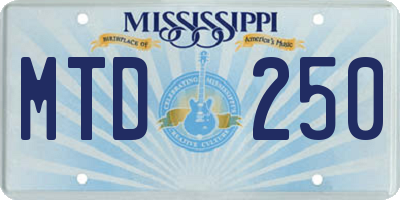 MS license plate MTD250