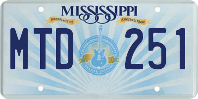 MS license plate MTD251