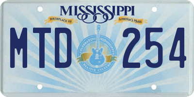 MS license plate MTD254