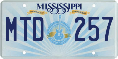 MS license plate MTD257