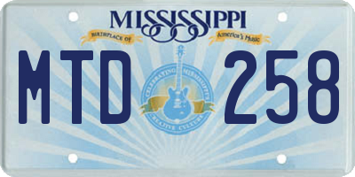 MS license plate MTD258
