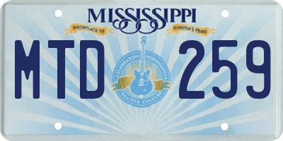 MS license plate MTD259