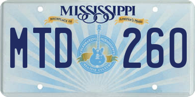 MS license plate MTD260
