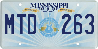MS license plate MTD263