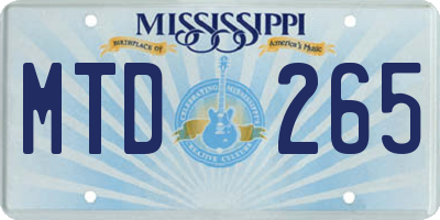 MS license plate MTD265