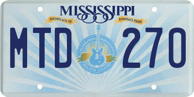 MS license plate MTD270