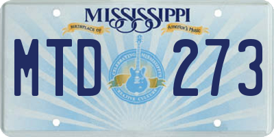 MS license plate MTD273