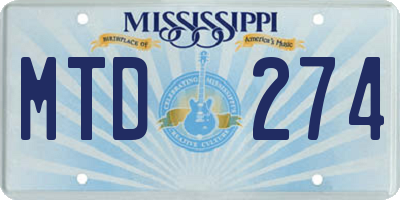 MS license plate MTD274