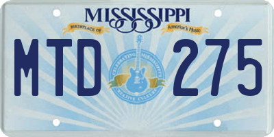 MS license plate MTD275