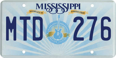 MS license plate MTD276